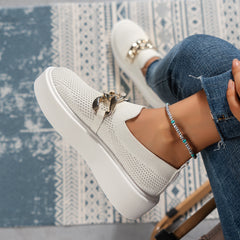 Women's Mesh Air Round Toe Flat Shoes Slip On Loafers