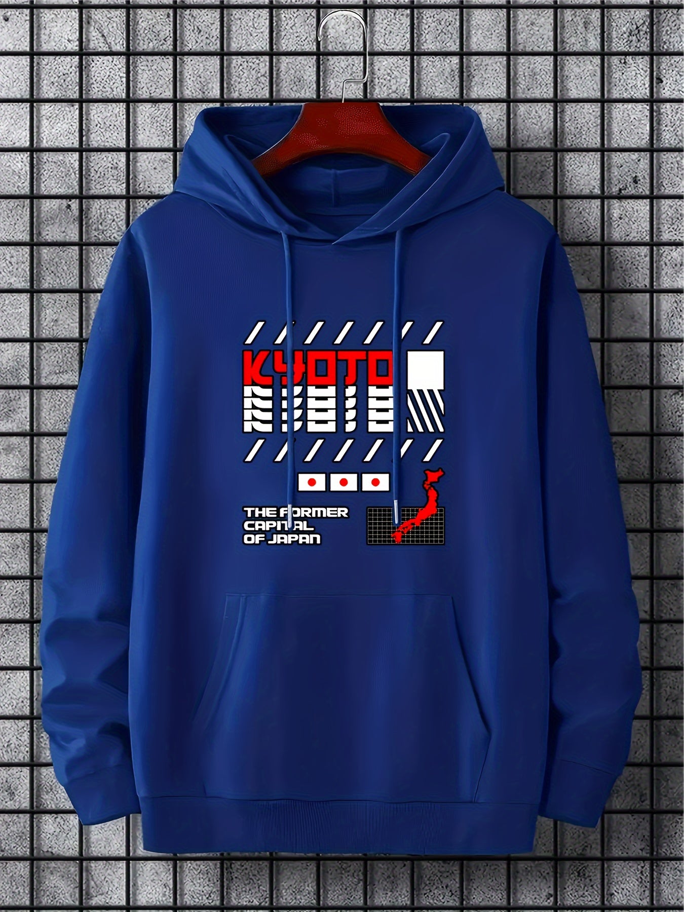 Japan Flag Print Men's Hooded Sweatshirt for Autumn Winter