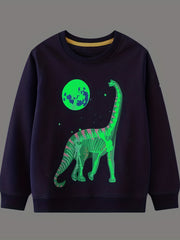 Kid's Dino Pattern Sweatshirt Crew Neck Long Sleeve Top