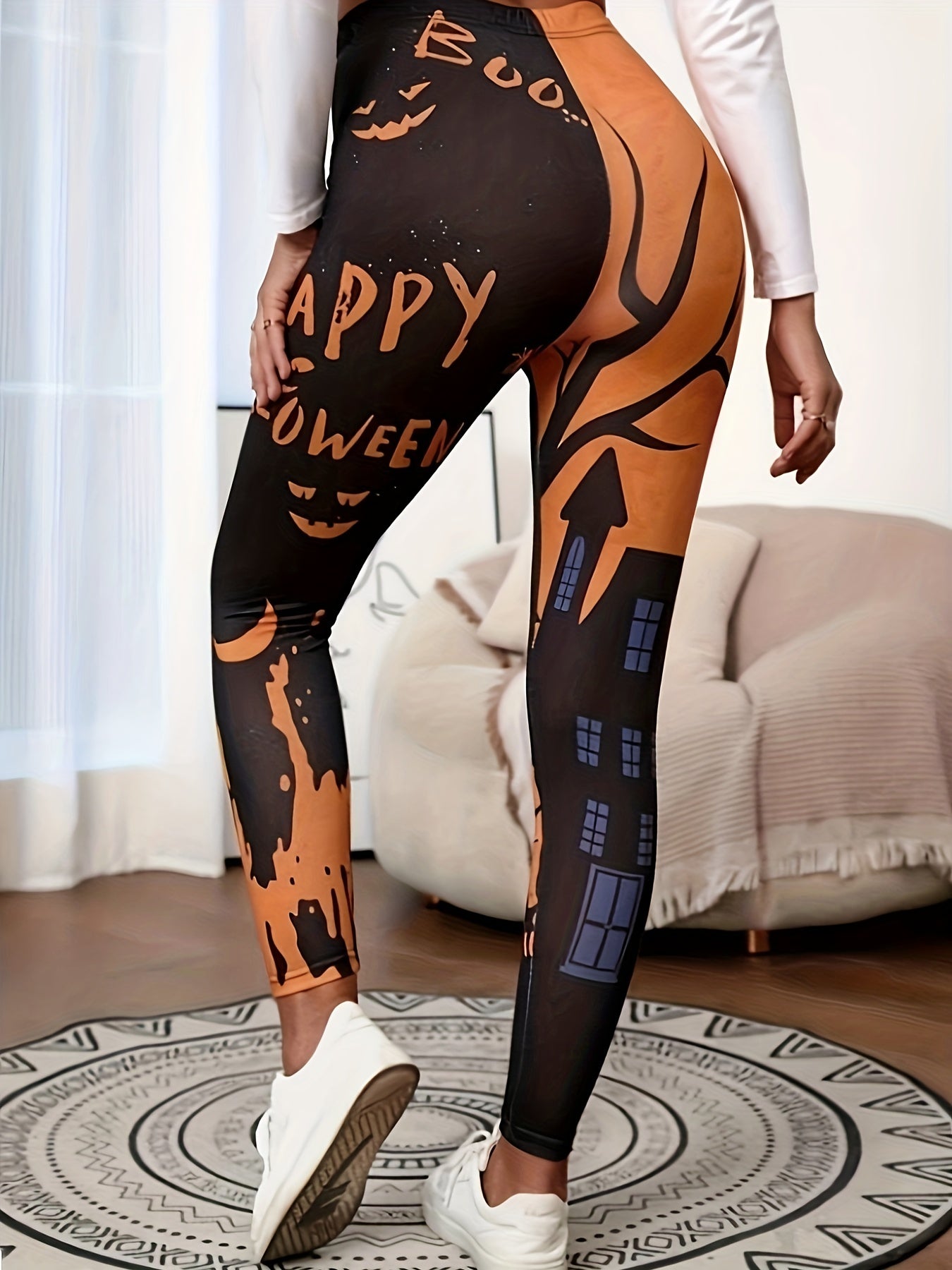 Halloween Casual Leggings Women's Plus Graphic Print Skinny Leggings