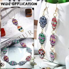 10pcs Mixed Colorful Skull Head Pendants - Halloween DIY Accessory