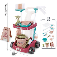 Kids' Cleaning Toy Set with Cart and Bucket