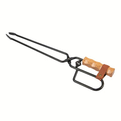 Metal & Wooden BBQ Charcoal Tongs - Outdoor Camping & Grilling