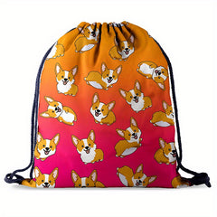 Animal Drawstring Bag Oxford Cloth Digital Print Backpack
