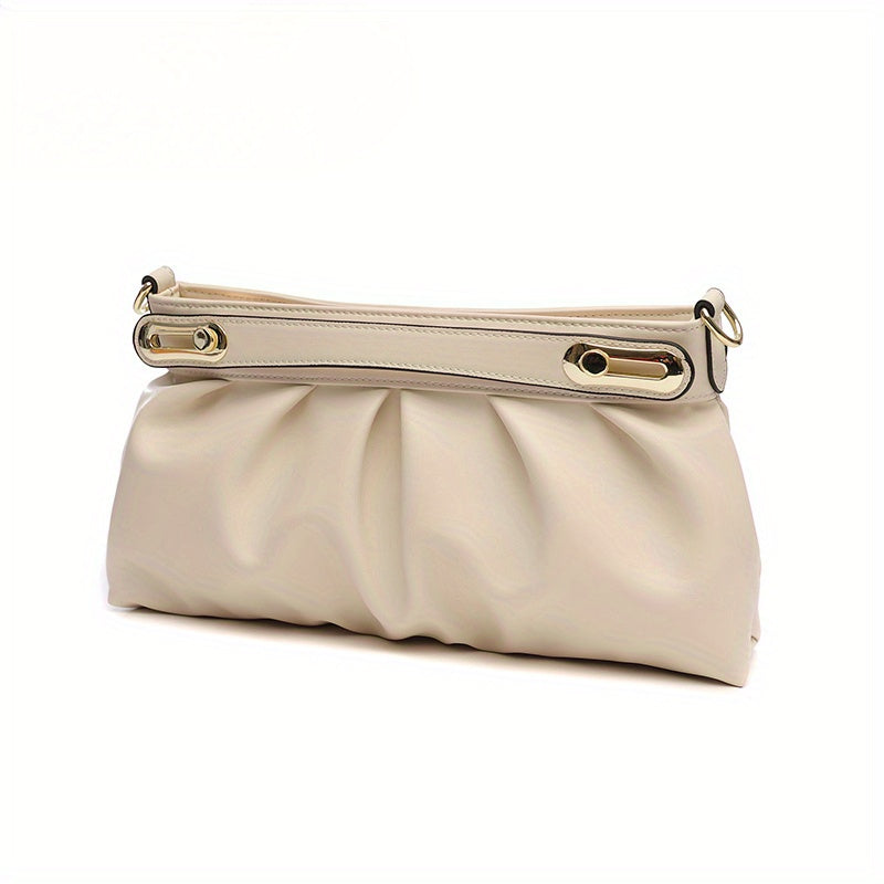 Soft Cowhide Leather Clutch Bag with Golden Tone Hardware in Light Brown
