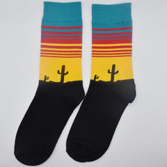 Landscape Print Socks Funny Crew Socks Women's Stockings