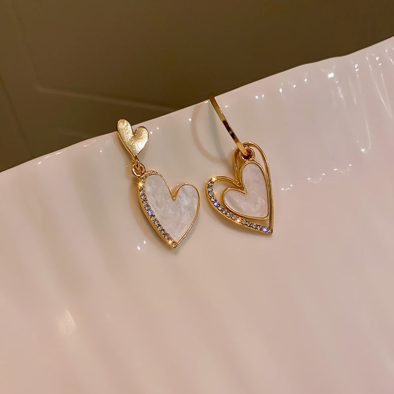 2pcs Girls Heart Asymmetrical Earrings Kids Accessories
