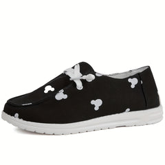 Women's Cartoon Print Canvas Shoes Lightweight Low Top Lace Up Shoes