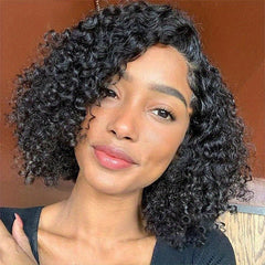 Kinky Curly Bob Wig 180 Density Human Hair Lace Front Wig