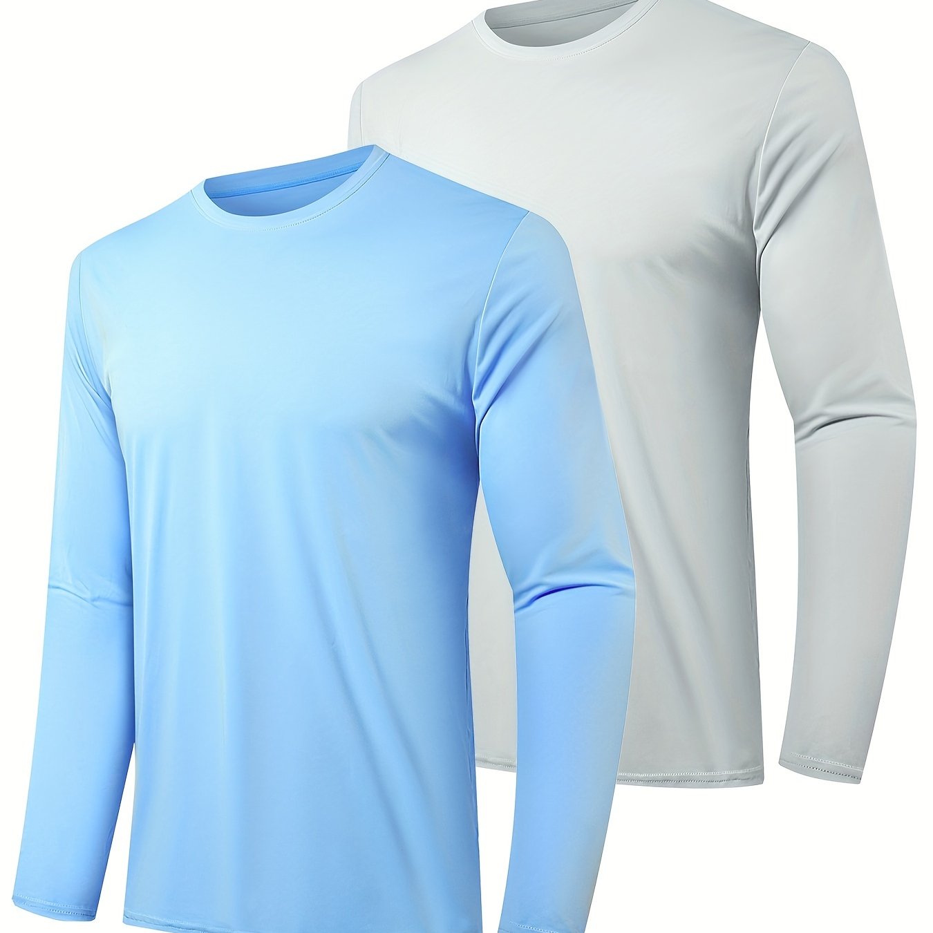 2 Pack UPF 50 Men's Long Sleeve Lightweight T-shirt for Fishing Hiking