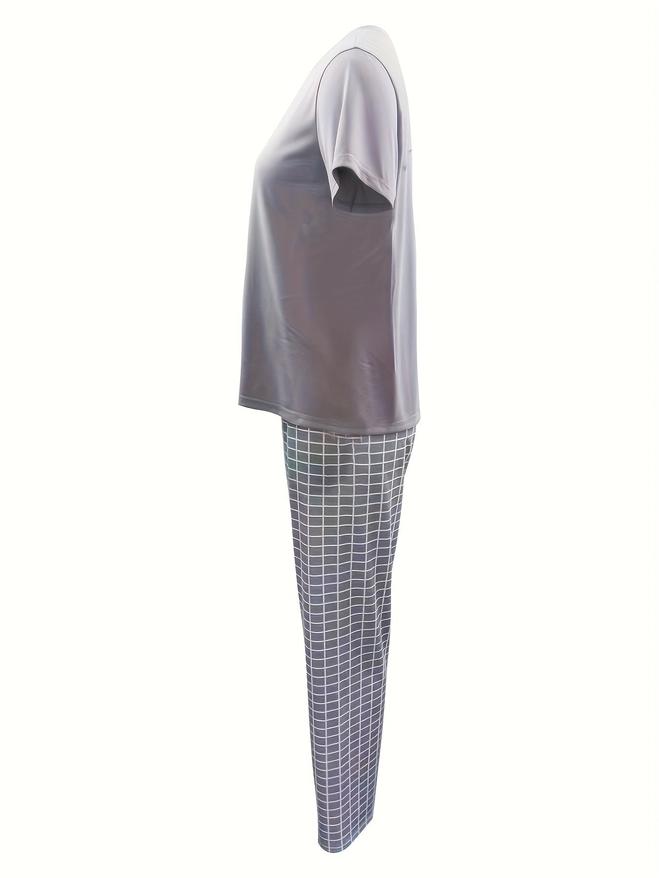 Plaid Print Tee & Pants Lounge Set