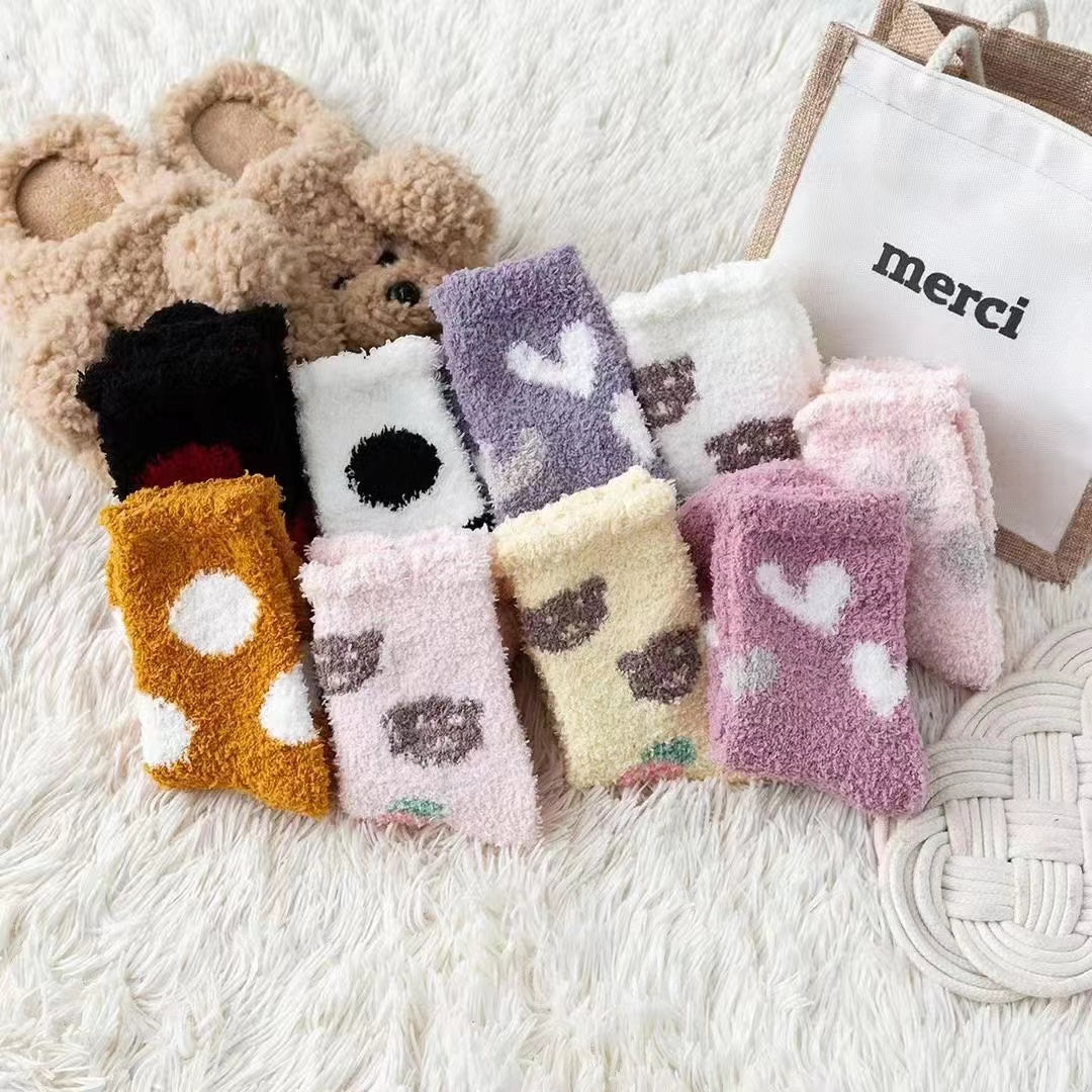 10 Pairs Women's Warm Fuzzy Socks Non Skid Fluffy Slippers