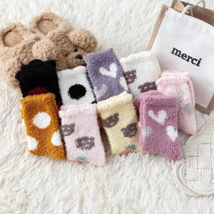 10 Pairs Women's Warm Fuzzy Socks Non Skid Fluffy Slippers