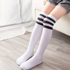2 Pairs Kids Striped Football Socks Sweat Absorbing Crew Socks