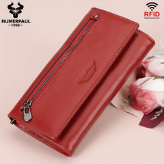 HUMERPAUL Vintage Leather RFID Wallet Classic Bi Fold Large Capacity
