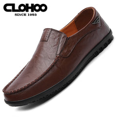 CLOHOO Personalized Leather Loafer Shoes Lightweight Rubber Sole