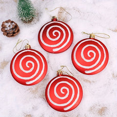 4pcs Red Round Candy Christmas Tree Pendant Family Party Decorations