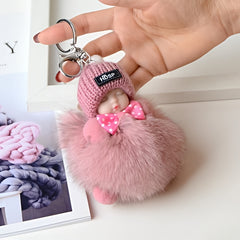 Faux Fur Fox Ball Doll Keychain Bag Accessory