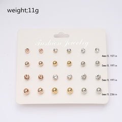 12 Pairs Sparkling Round Stud Earrings - Perfect Gift For Girls