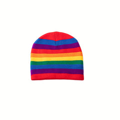 Rainbow Striped Knitted Hat Warm Woolen Hat