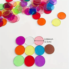 50-300pcs Transparent Discs Game Tokens 10 Colors Plastic Math Learning Counters