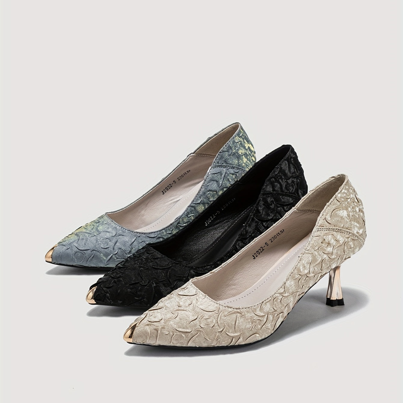 Studded Decor Satin Pumps Pointed Toe Solid Stiletto Heels