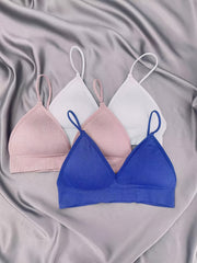 3pcs Backless Thin Strap Bras Seamless Bottoming Lingerie