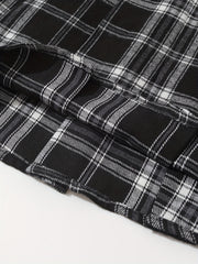 Plaid Pattern Pleated Mini Skirt Casual Zipper Versatile Skirt