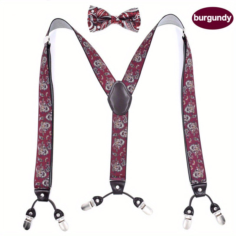 Retro Bow Tie Set with Anti-slip Suspenders