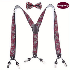 Retro Bow Tie Set with Anti-slip Suspenders