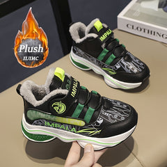 Boy's Plush Lined Sneakers Non Slip Soft Sole Thermal Shoes