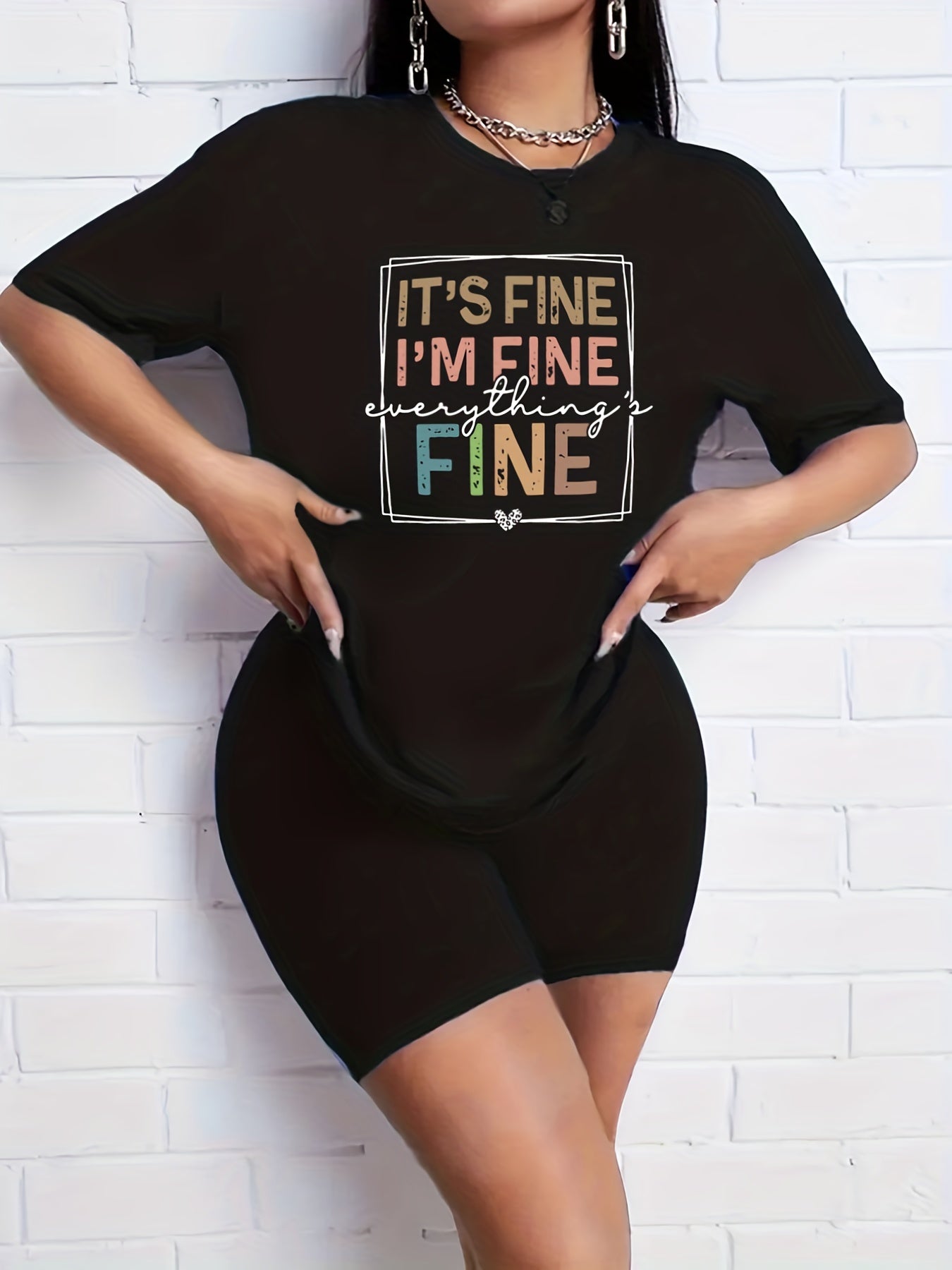 2pcs Summer Casual Sports Sets Letter Graphic T shirts & Solid Shorts
