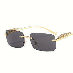 Gradient Tint Golden Frame Sunglasses Vintage Oversized Square