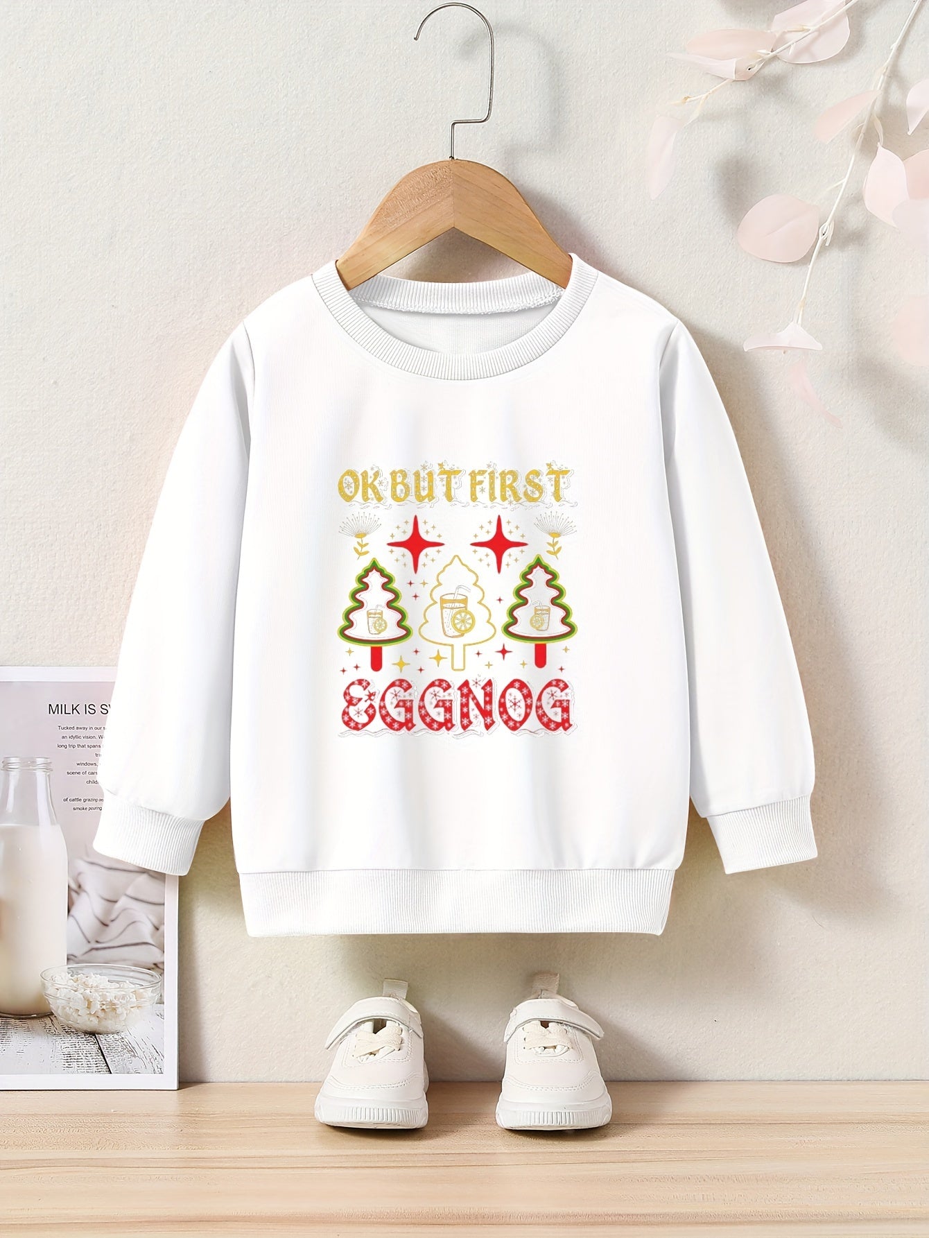 OERYUI Cartoon Christmas Tree & Letter Print Sweatshirt