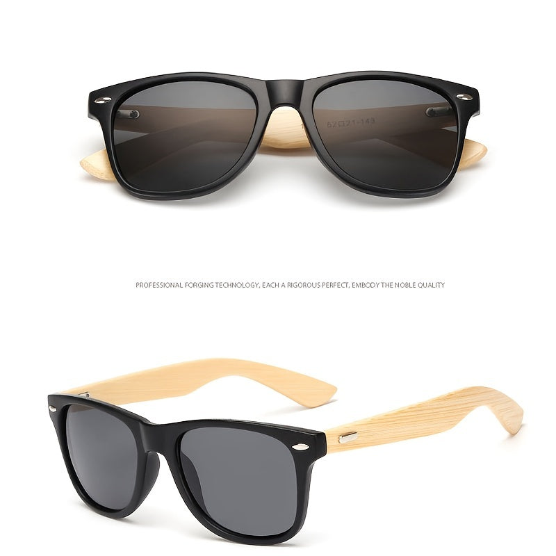 Men's Square Bamboo Sunglasses Retro Style