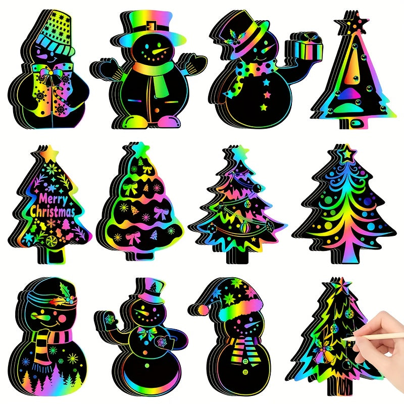 28 pc Kids Party Favor Toy Set with DIY Christmas Bookmarks & Scratch Art Paper