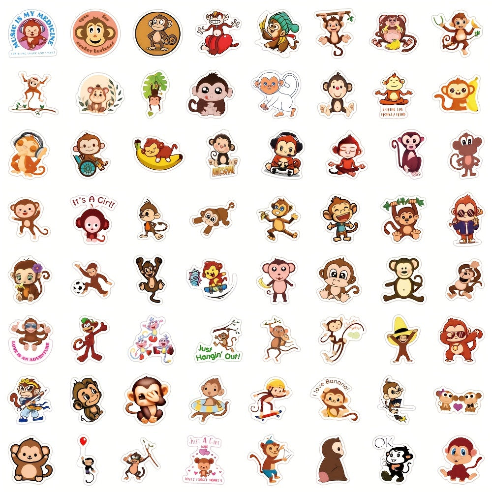 60pcs Monkey Stickers Waterproof Vinyl Stickers For Laptop Scrapbook
