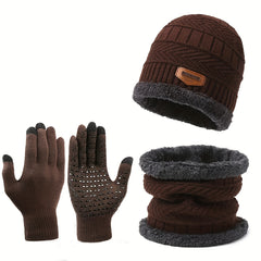 Stay Cozy In Style Winter Warmth Knitted Beanie Hat Neck Scarf Gloves Set