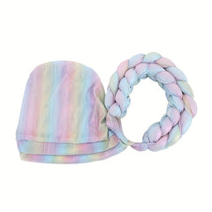 Gradient Turban Cap Double layer Braided Hijab Hat