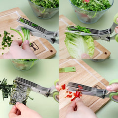 Multifunctional Stainless Steel Kitchen Scissors with 3 5 Layers Quick Shredder