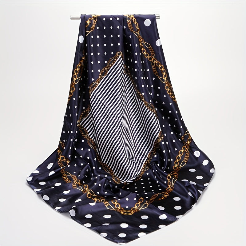 Polka Dot Vintage Bandana Silk Square Scarf Large Satin Shawl