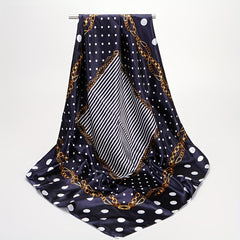Polka Dot Vintage Bandana Silk Square Scarf Large Satin Shawl
