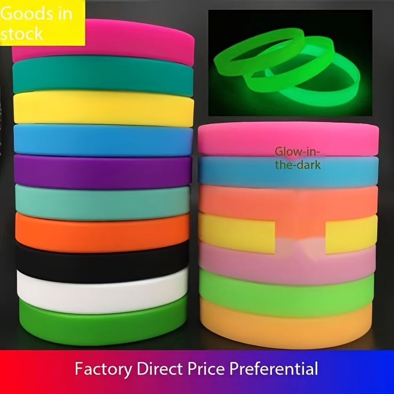 5pcs Silicone Strap Luminous Bracelet Solid Wrist Team Bracelet