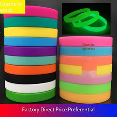 5pcs Silicone Strap Luminous Bracelet Solid Wrist Team Bracelet