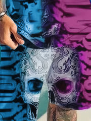 Men's Totem Skull Graphic T-shirt & Stretch Shorts Set