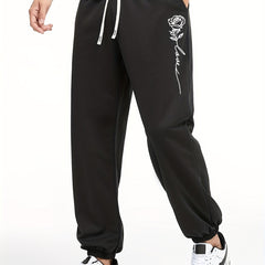 Rose Pattern Joggers With Pockets Men s Casual Waist Drawstring Sweatpants