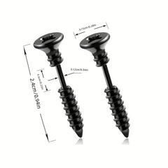 Stainless Steel Cross Screw Stud Earrings for Men