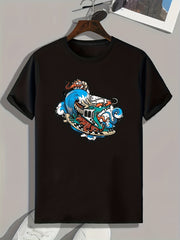 Rock Style Wave Print Men's Sports T-shirt
