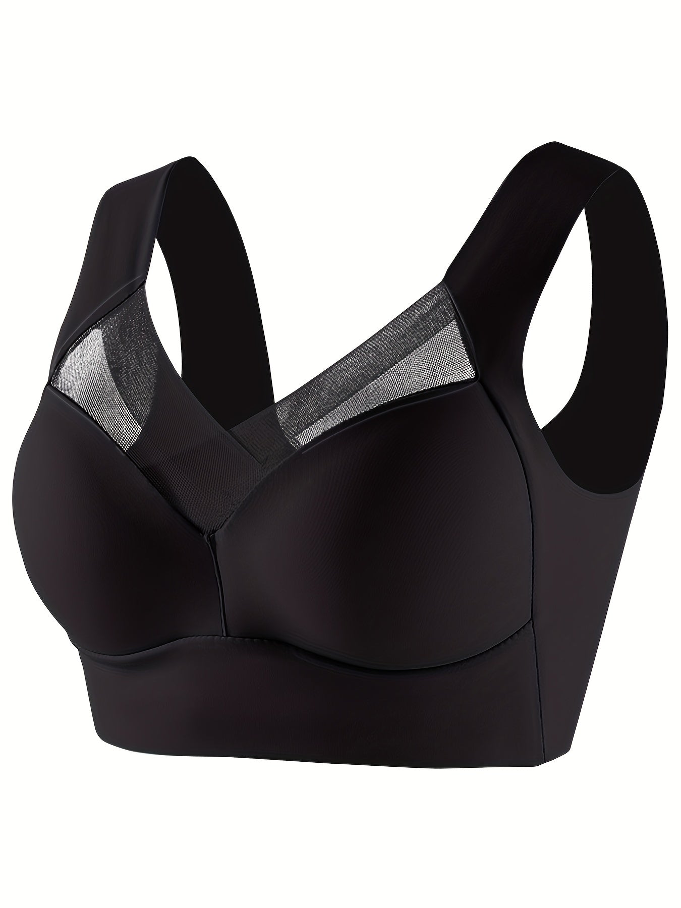 Contrast Mesh Wireless Push Up Bra