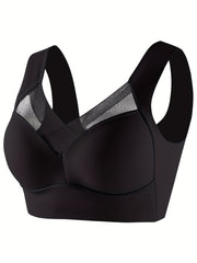 Contrast Mesh Wireless Push Up Bra
